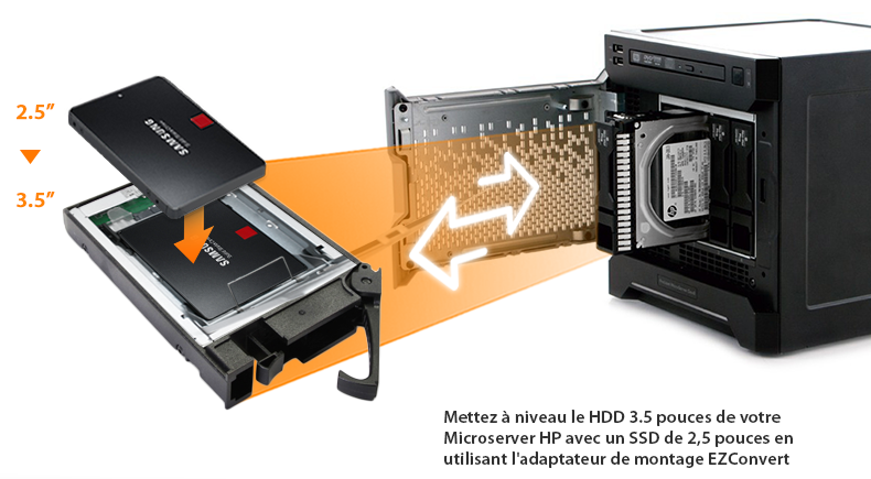 Support de montage métallique pour disque dur SSD de 2.5 à 3.5 pouces